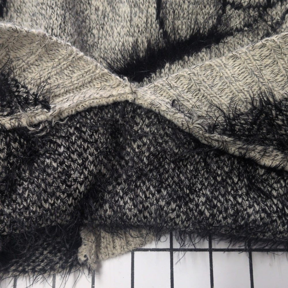 Fuzzy Knit Duster Cardigan Woman Face Graphic Artsy Avant Garde Statement S/M - Picture 7 of 9